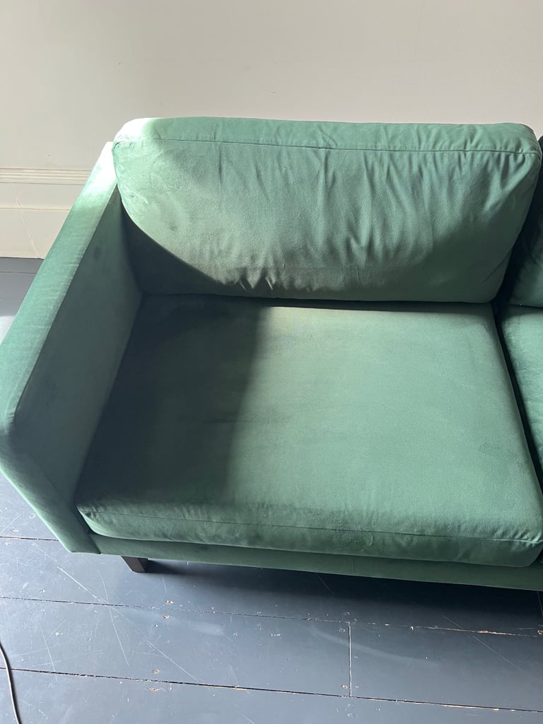 John Lewis Large 3 Seater Sofa, Dark Leg, Bottle Green Smooth Velvet