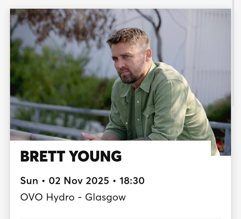 2 x Brett Young tickets for sale