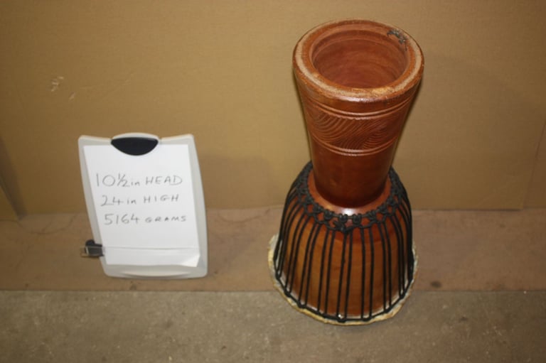 African Wooden Djembe Drum 10.1/2in Head x 24in High ~ Weight 5164 Grams ~ £75 ono