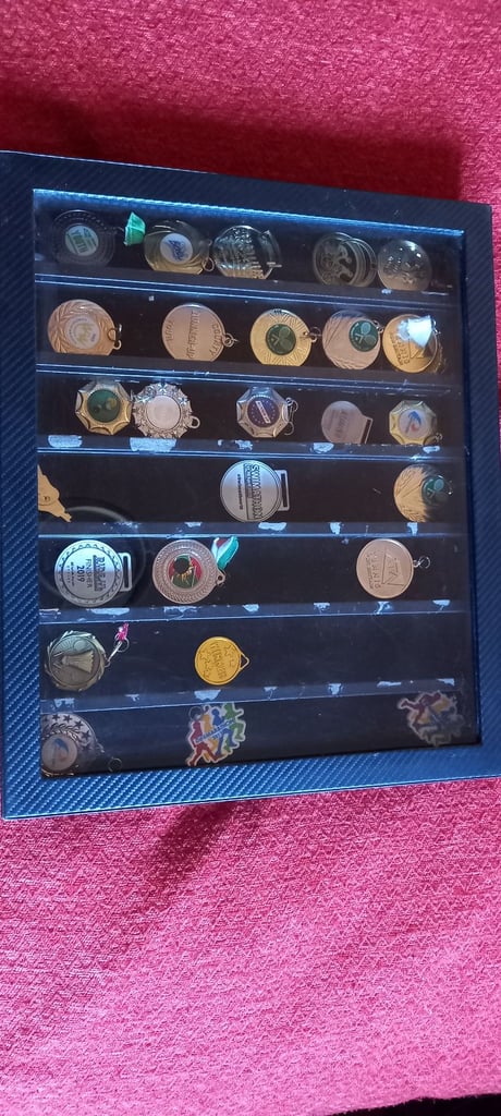 Lockable Display Cabinet With Medals