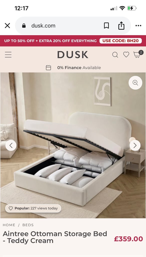 Dusk double bed Boucle off white *£299 on website now* 