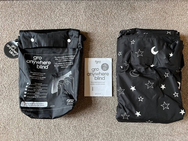 Gro Anywhere Portable Blackout Travel Curtain / Blind Large - 130cm x 198cm