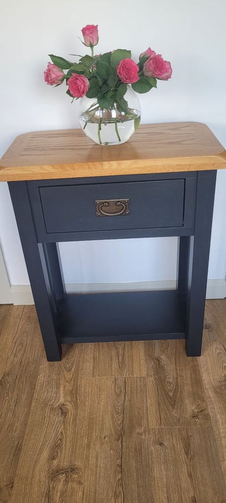 Oak console lamp/side table