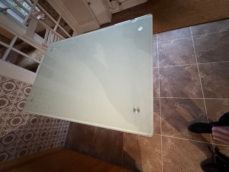 image for Glass topped metal utility table 