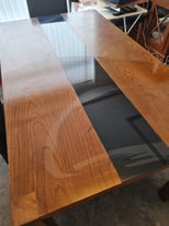 Walnut dining table with 6 chairs