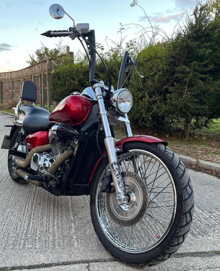 2007 07 HONDA VT 750 C2-7 SHADOW RED MINT 9k MILES CUSTOM CRUISER TALL BARS