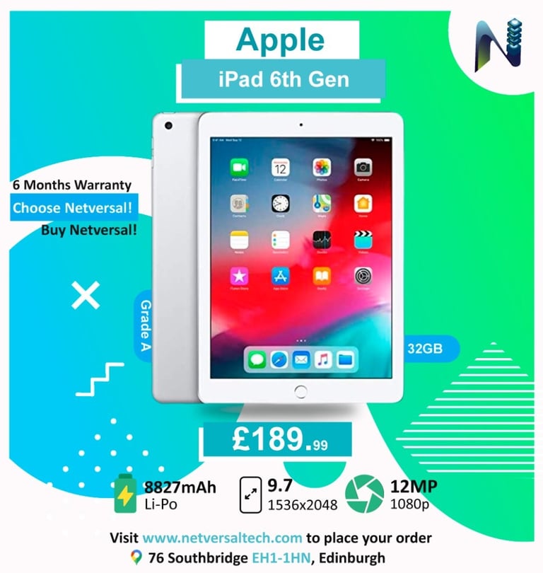 Apple iPad 6th Gen 9.7 | 6 Months Warranty | in Royal Mile, Edinburgh |  Gumtree