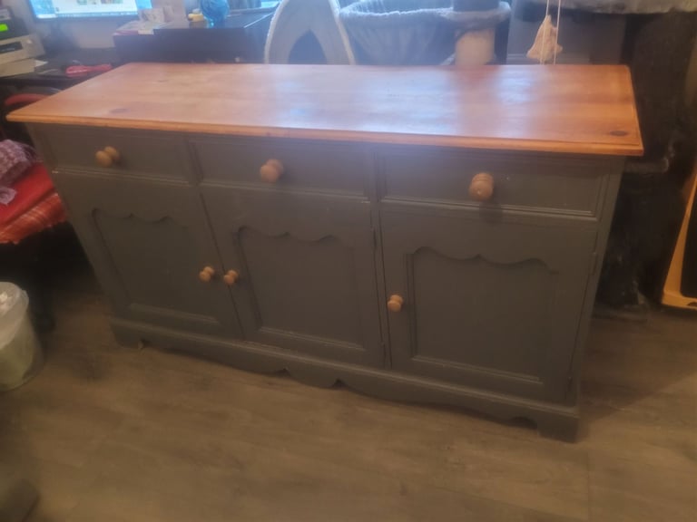 image for large denim blue & pine sideboard 60* x28* x34*high- available from Sat 4th Oct, book now