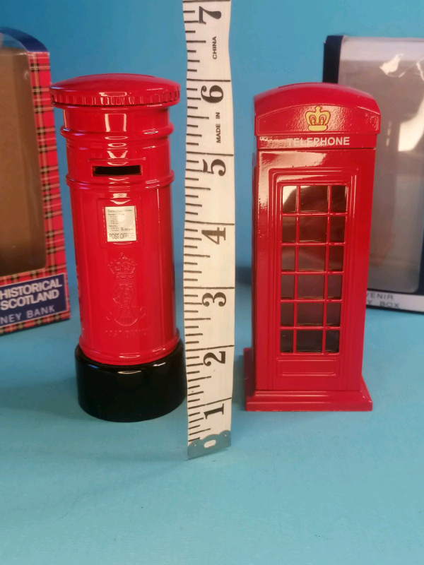6-inch British Style Telephone Booth & Letter Box Metal Piggy Money 
