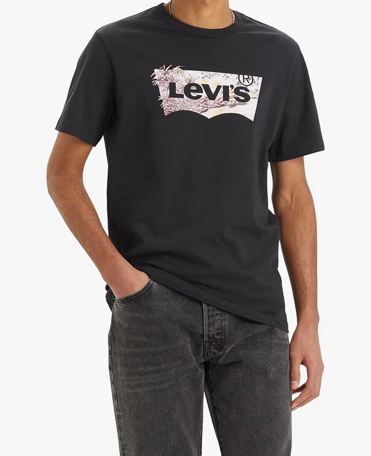Brand New Levis Graphic Crew Neck T Shirt Black
