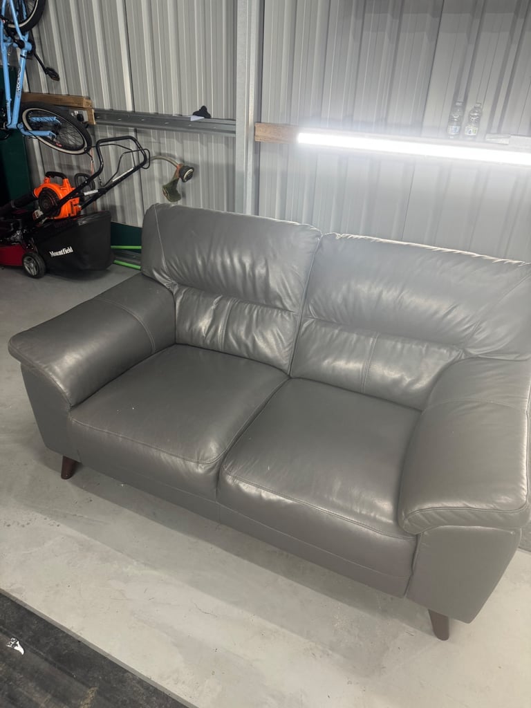 image for Grey 2 seater leather sofa 