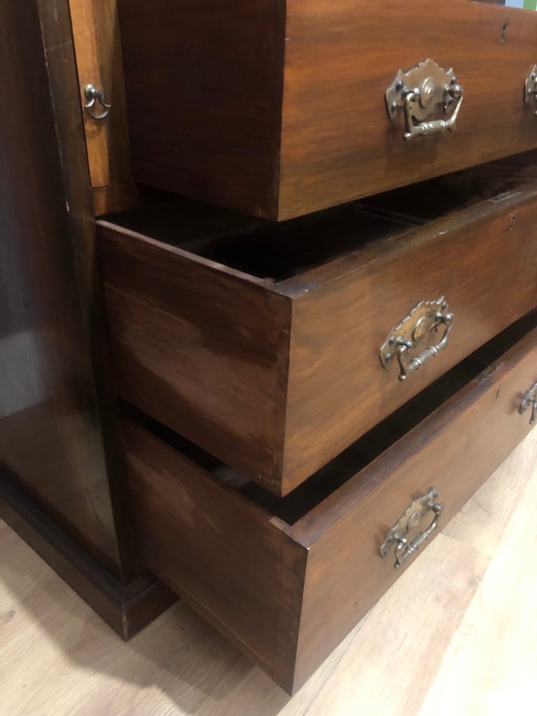 Antique wooden writing desk bureau with drawers 