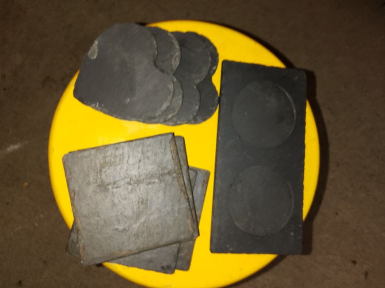 The Slate company coasters and candle stand