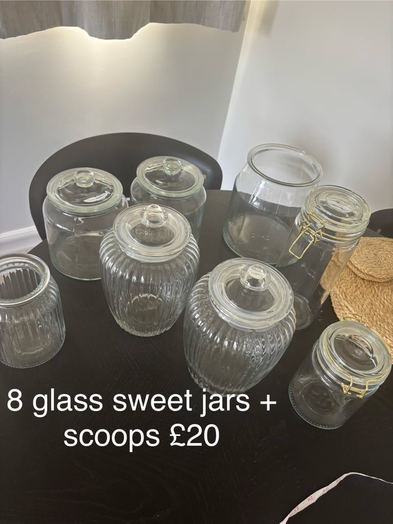 Sweet jars, scoops and tongs
