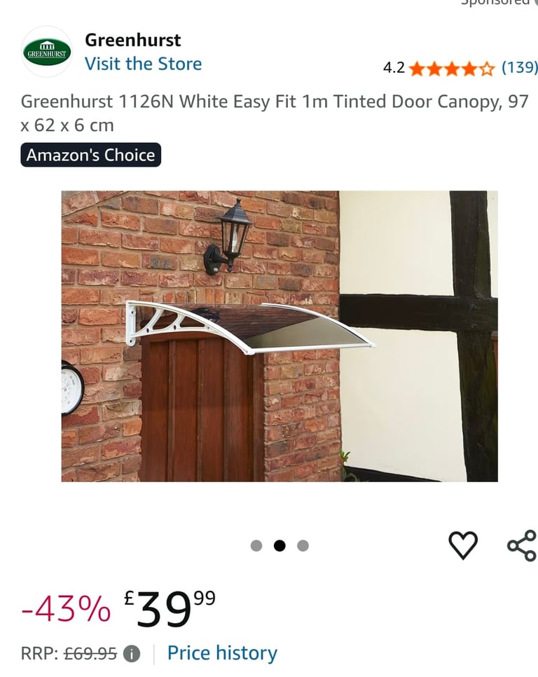 White tinted easy fit door canopy