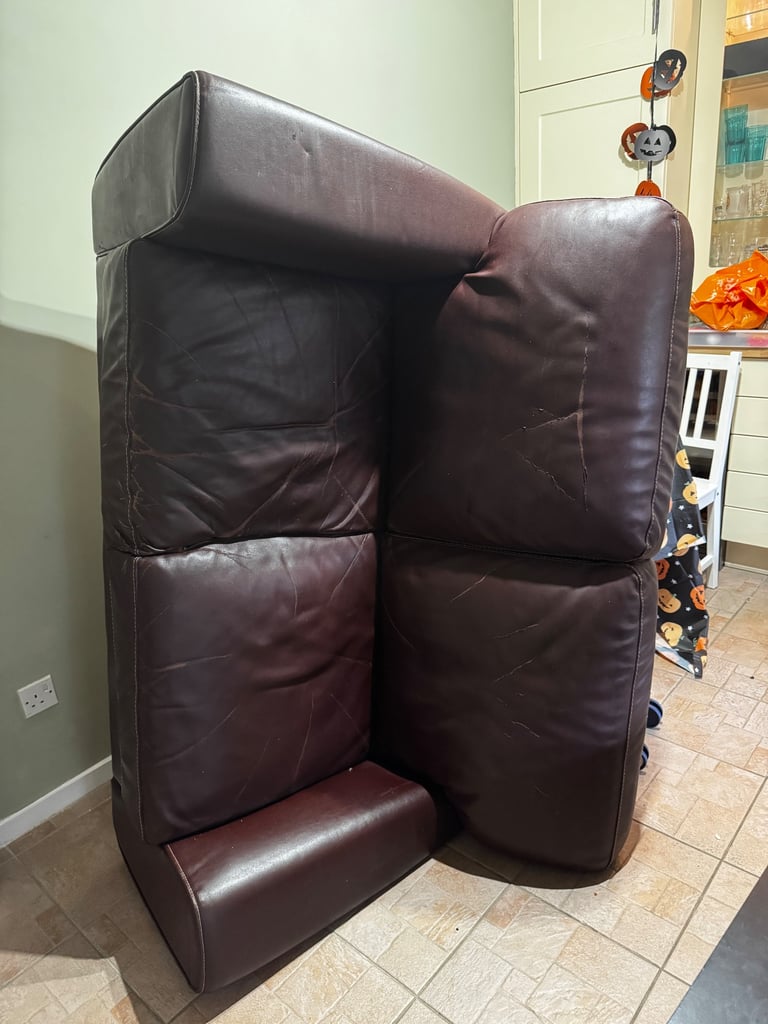 image for Brown leather sofa