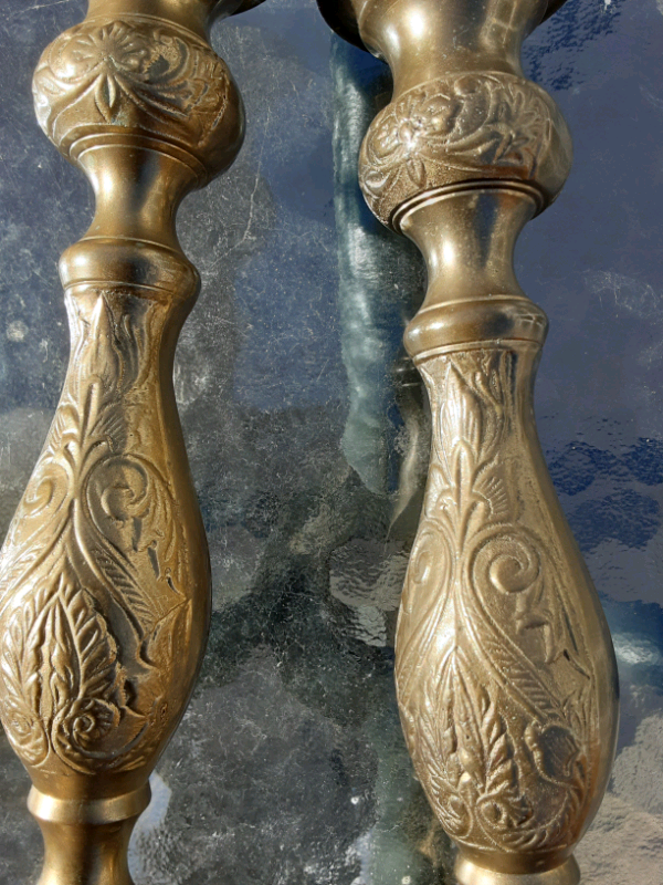 Vintage Brass Candle Holders made in India, Brass Candlesticks in