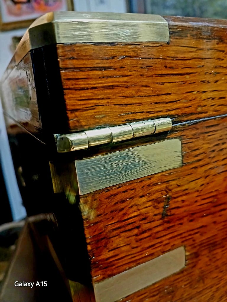 1885 Oak & Brass Bound Military Campaign Officers Document Case