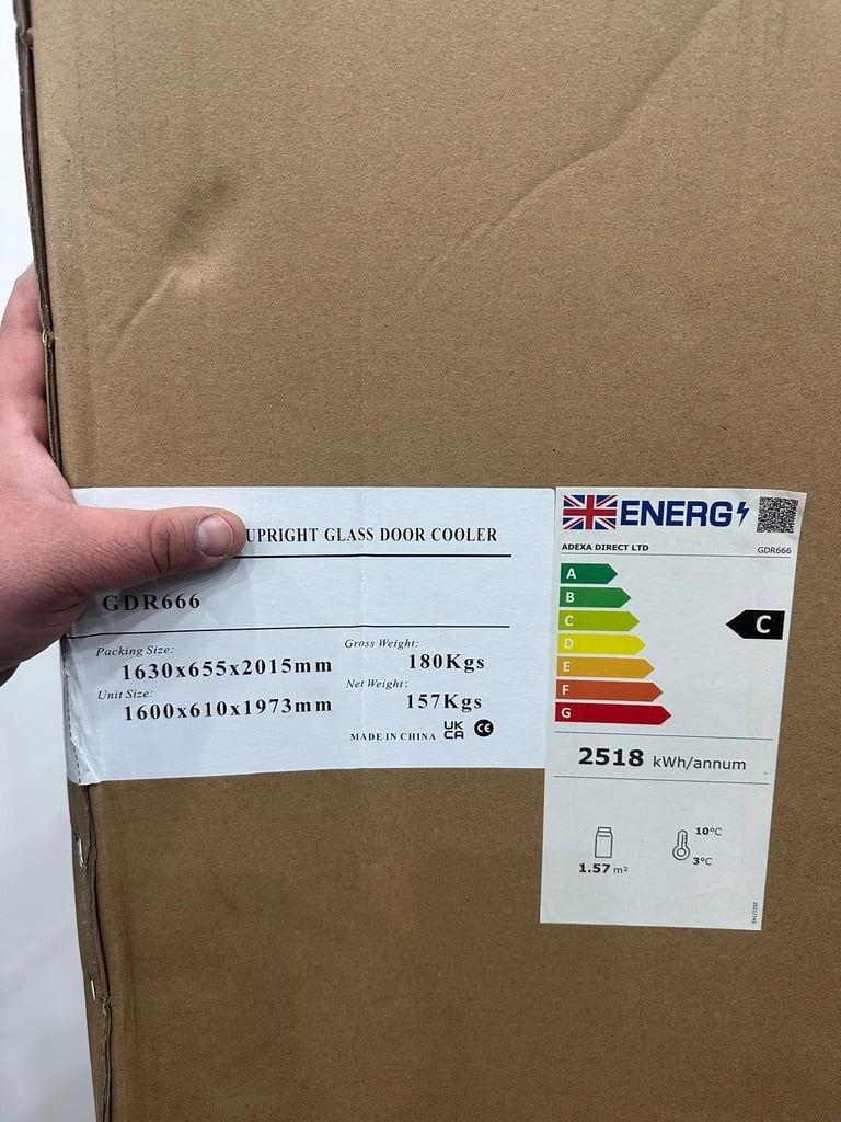 UPRIGHT GLASS DOOR COOLER Chiller shop restaurant commercial 