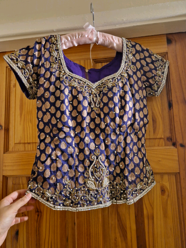 Purple and Gold Lengha