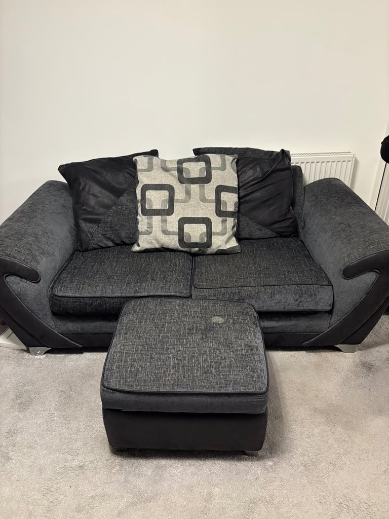 2 couches and a puffy 