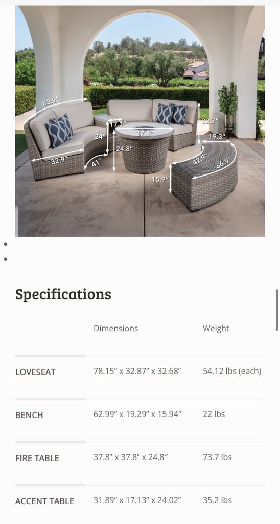Sunvilla Laguna 5 piece garden set with firepit £1125