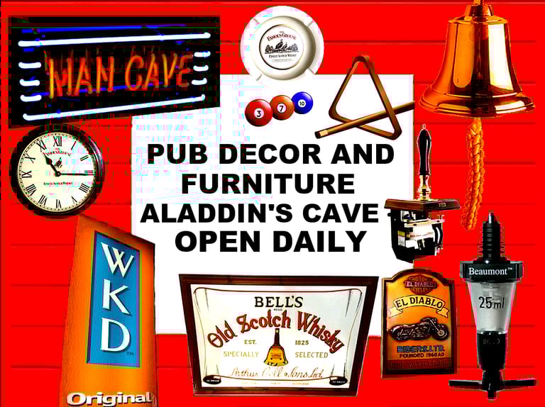 image for OPEN EVERY DAY: PUB & HOME BAR ANTIQUE ALADDIN'S CAVE - PUB SHEDS, MAN AND WOMAN CAVES