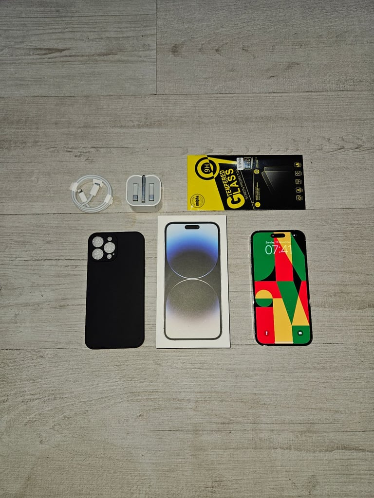 Iphone 14 Pro 5G Bundle 128GB Unlocked Silver Warranty 