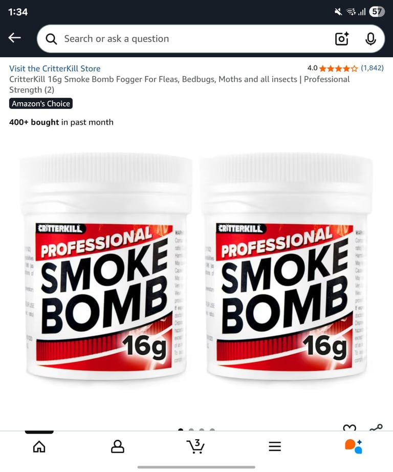 image for 3 Smoke Bomb Fogger For Fleas, Bedbugs, Moths and all insects