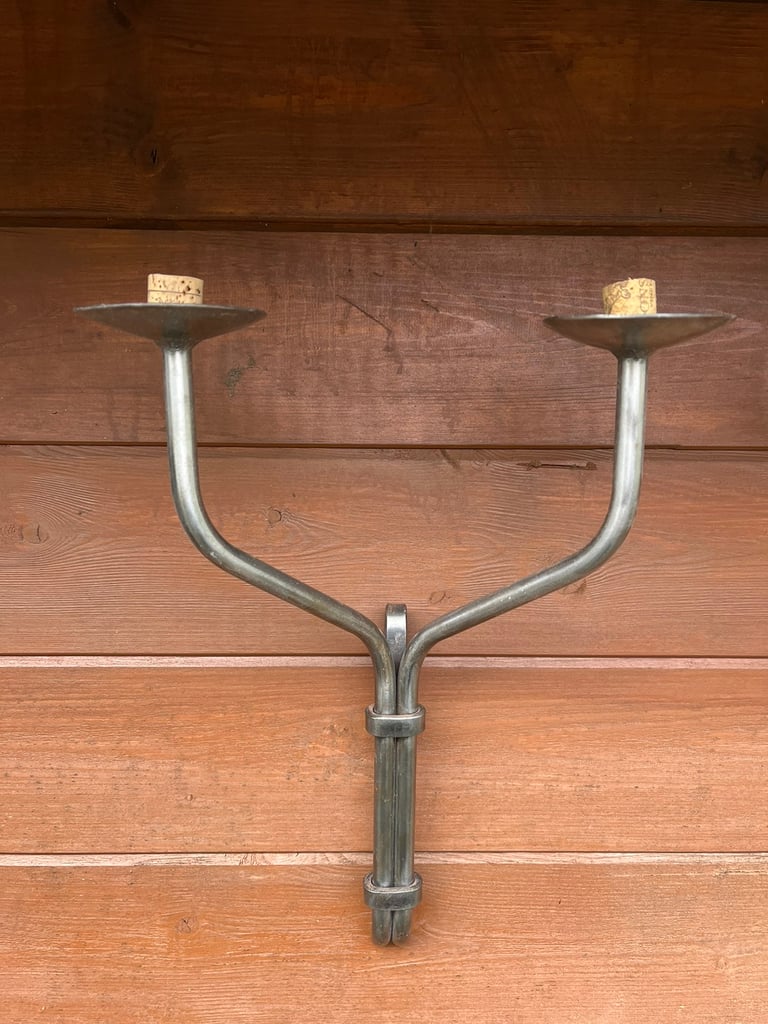 image for Candle holders tempered steel Hand crafted x2 