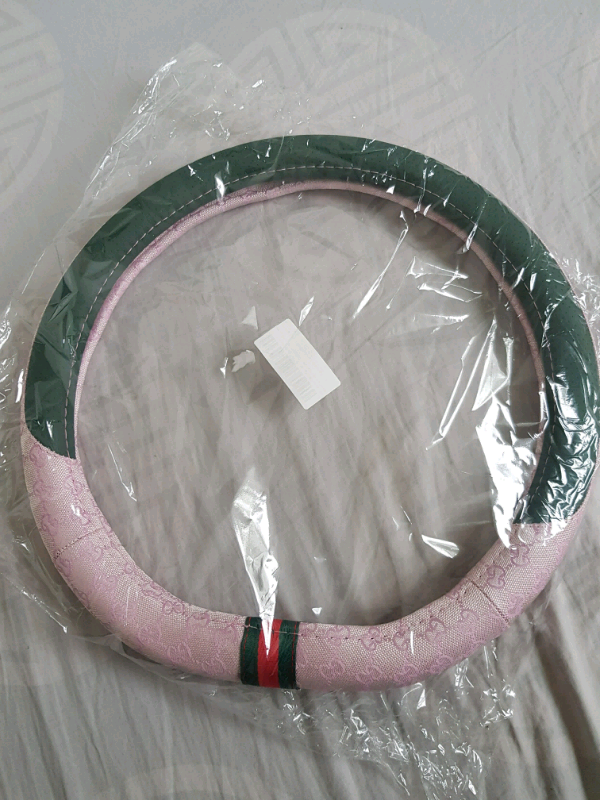 Gucci (Pink/Green) Designer Steering wheel cover Universal 
