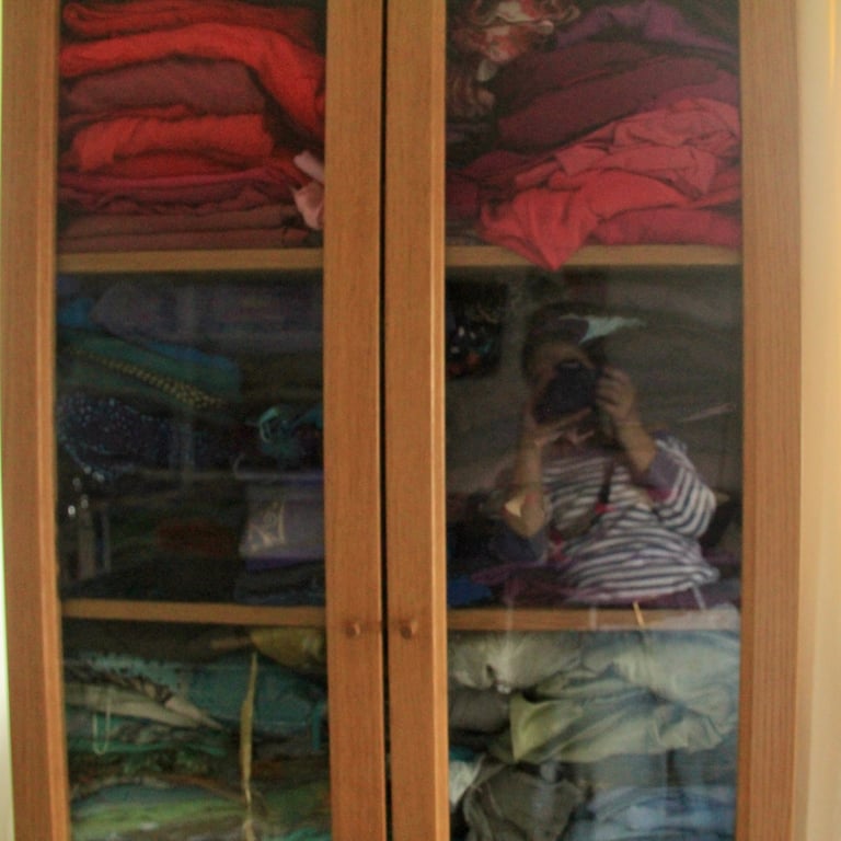 Light Wood Glass Fronted Wardrobe/ Shelving Unit