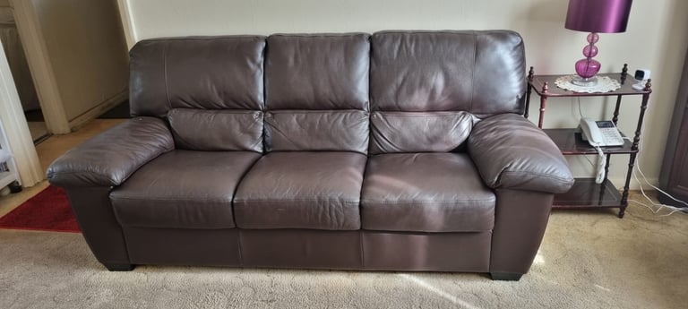 image for Brown leather DFS sofa 