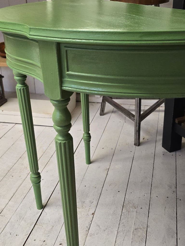 Vintage Half Moon Console Table With Secret Drawer