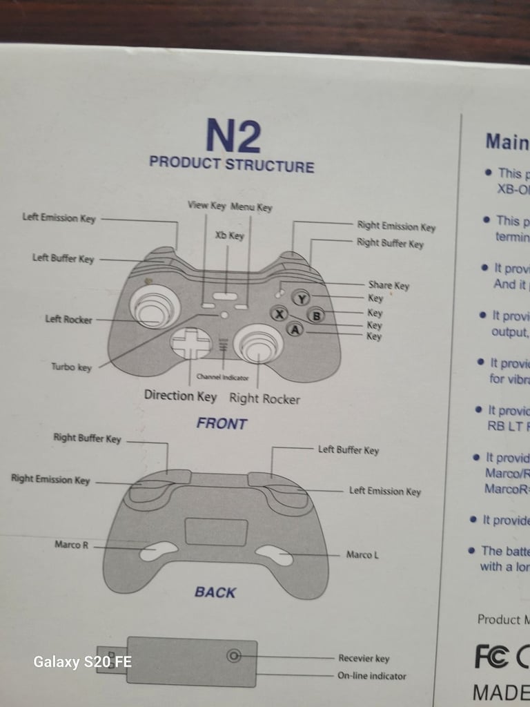 N2 Wireless 2.4G Pro Game Controller for Xbox Series X/S, Xbox One, PC, PS3