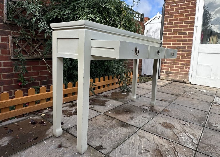 Lombok MANDARA Solid Wood 3 Draw Console / Hallway Table – Good Condition, RRP £515