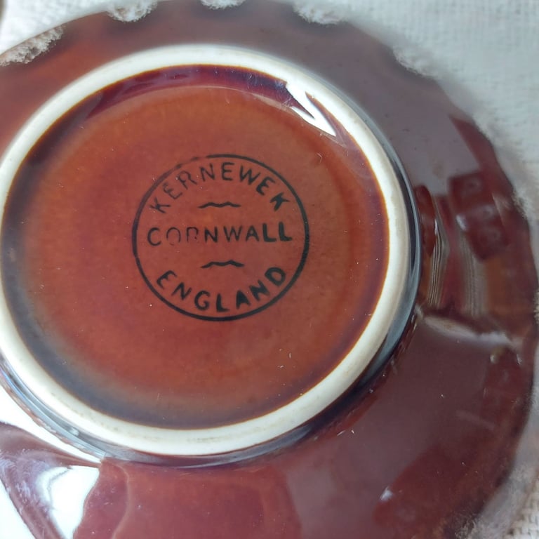 Six Vintage Cornwall Kernewek Pottery Cups And Saucers 