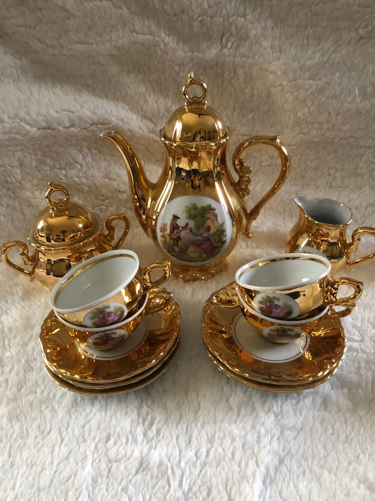 Vintage Fine Porcelain China Gold Plated Tea Set