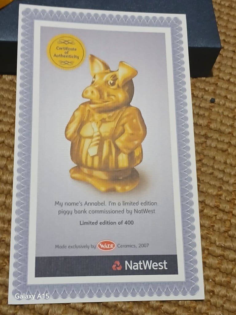 NatWest Gold Pig ANNABELLE 2007 Limited Edition 