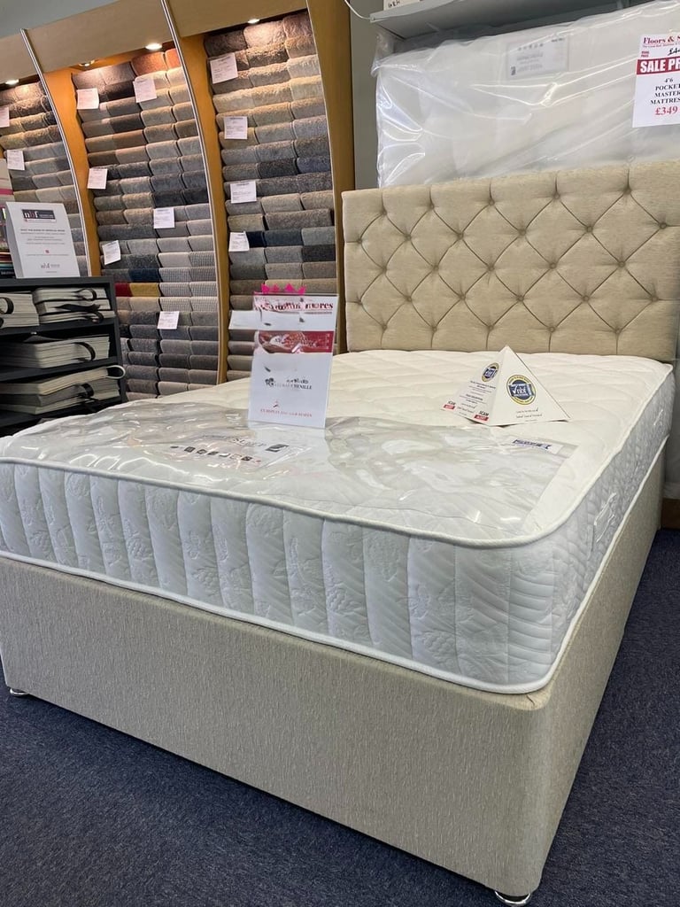 image for Comfortable DIVAN 4FT6 Double Bed Base With Mattress & Storage >> Super Deal 20% Off >>