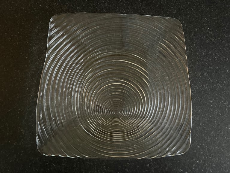 Square Glass Ripple Plate / Serving Platter - Excellent Used Condition