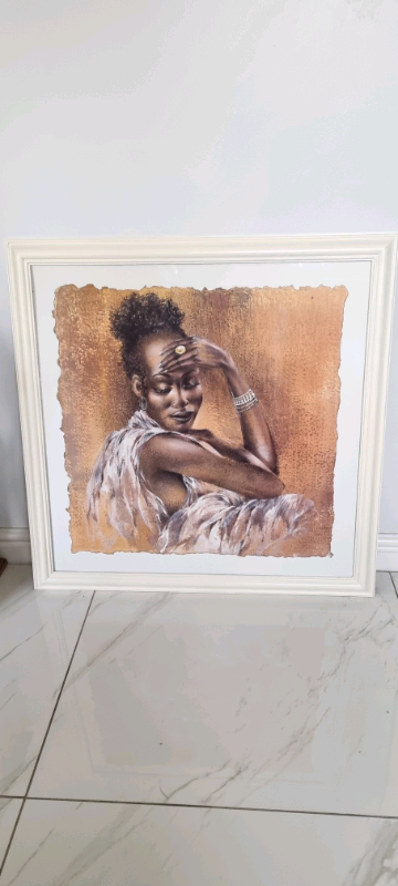 image for Beautiful African Woman picture in off white frame