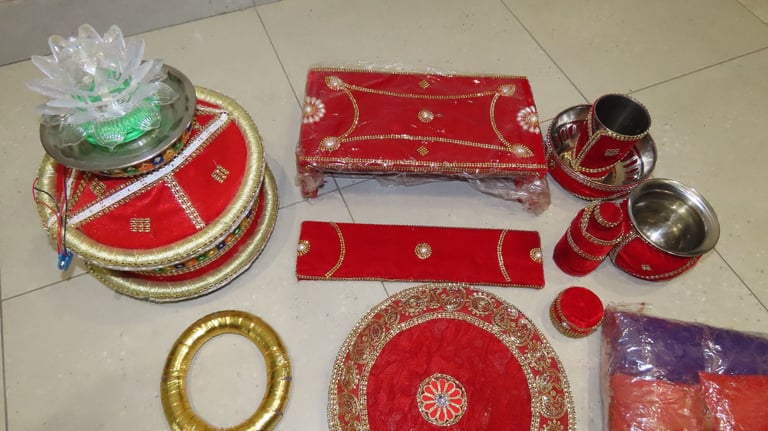 NEW Traditional 12 Piece Indian Wedding Phulkari Jaggo Punjabi Folk Cultural Bhangra Asian Wedding