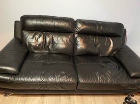 2 seater black leather sofa 