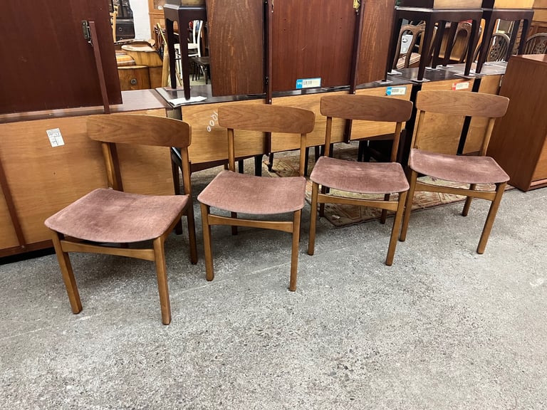 image for Set of 4 teak mid century dining chairs 
