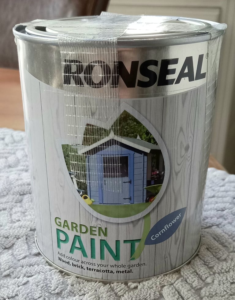 New Ronseal Garden Paint 750ml Cornflower For Exterior Wood Metal & Stone