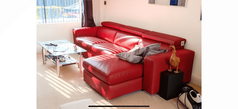 image for DFS Velocity / Kalamos Leather Chaise Sofa Bed - Red