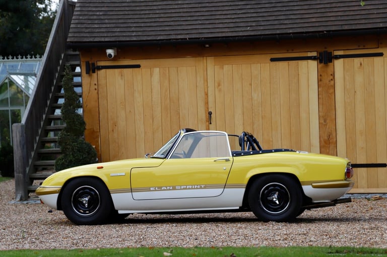 1972 Lotus Elan 1972.  £20k repaint in Lotus Yellow / Cirrus White. Mohair Hoo  PETROL Manual