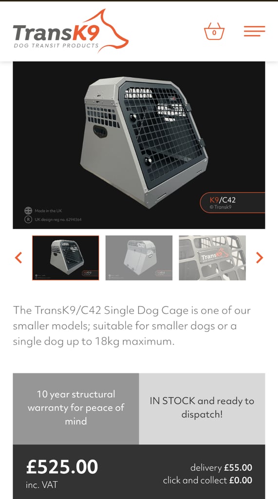 Trans K9 ( B42 ) Transport dog box (Lockable & Crash Tested) TransK9