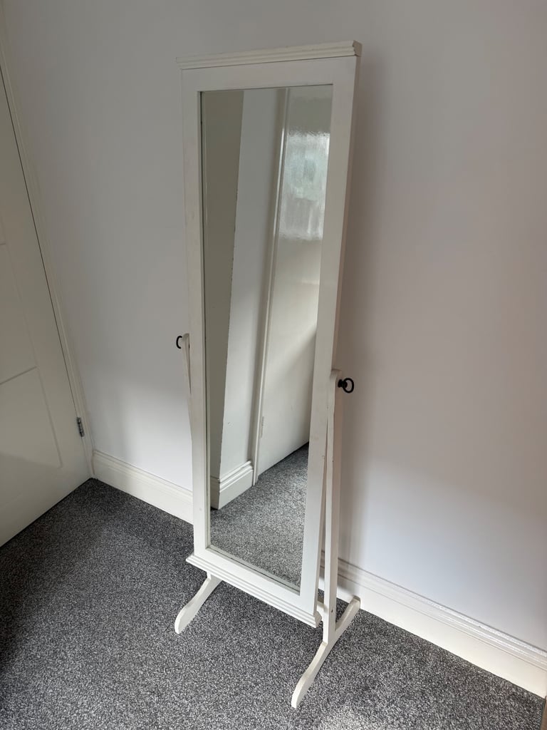 image for White Free Standing Full length Cheval Mirror